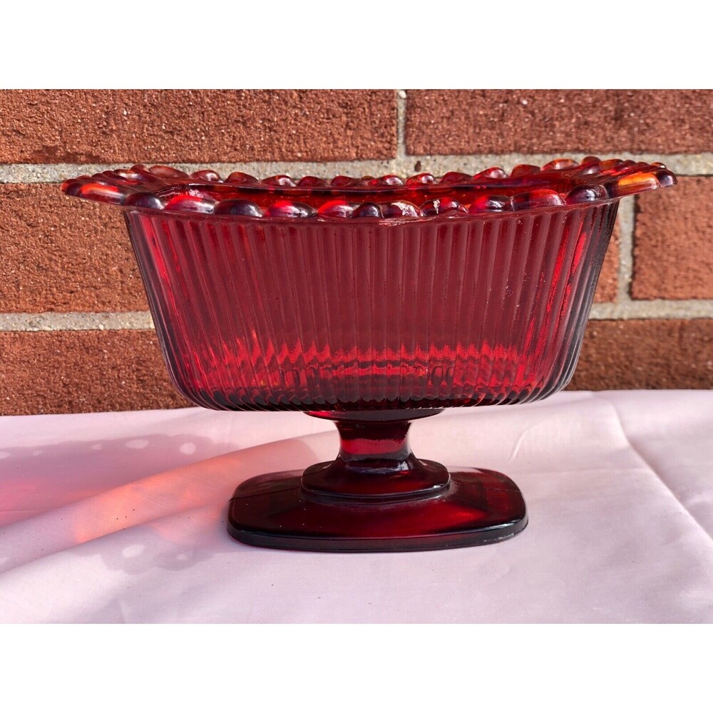 FTDA 1981 Retangular Vintage Pedestal  Dish 7" x 5" x 4.5"